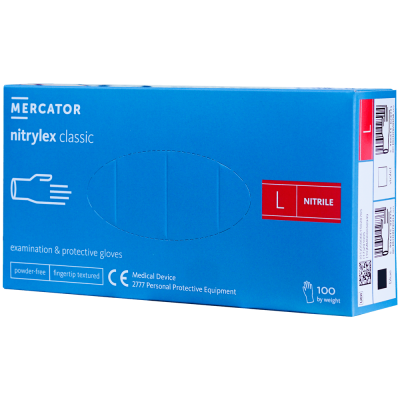 Manusi nitril L albastre pentru examinare Nitrylex Classic Mercator